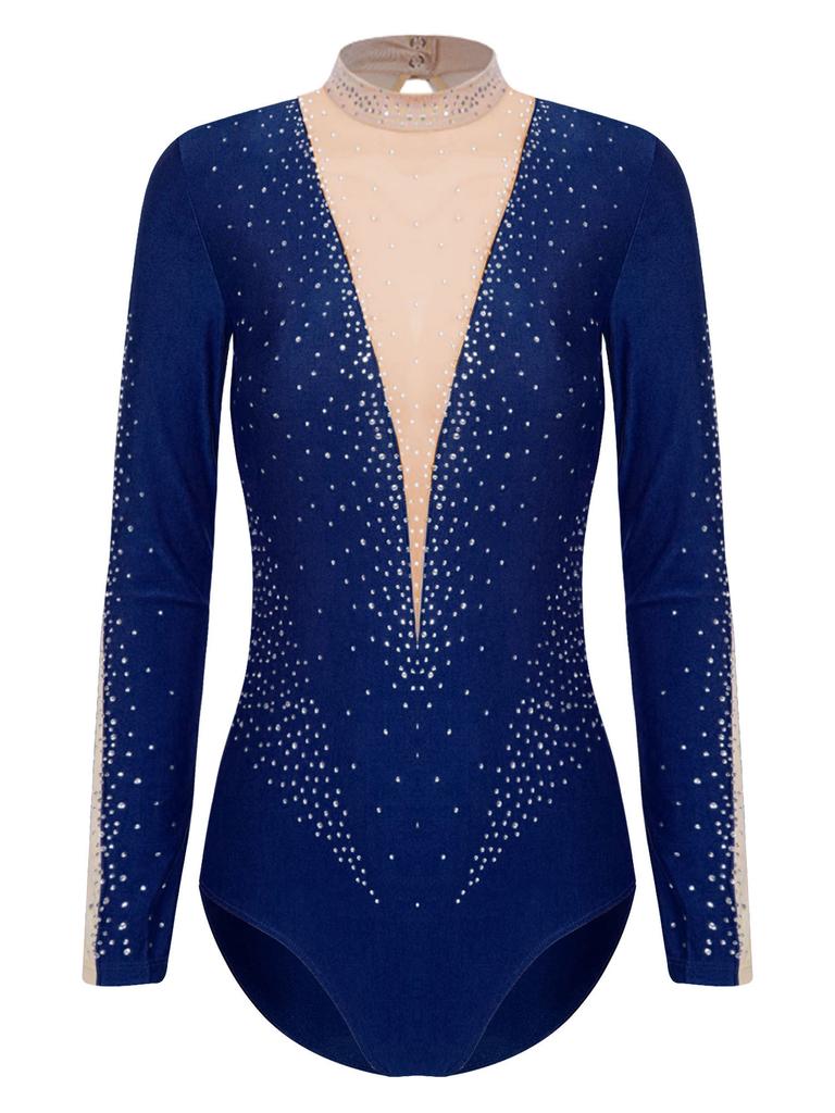 Женский декор со стразами, балет, художественная гимнастика, акробатика, танец, акробатика, купальник, костюм для фигурного катания, танцевальная одежда для латинского джаза