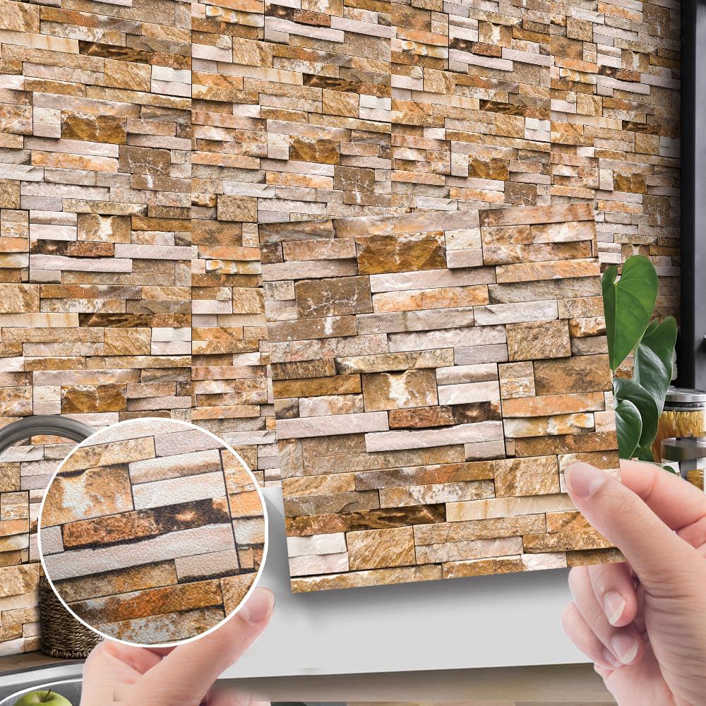 10 шт., наклейка на цементную, кирпичную, мраморную плитку, кухонный фартук, маслостойкая ванная комната, умывальник, пилинг и палка, водонепроницаемые художественные наклейки на стены