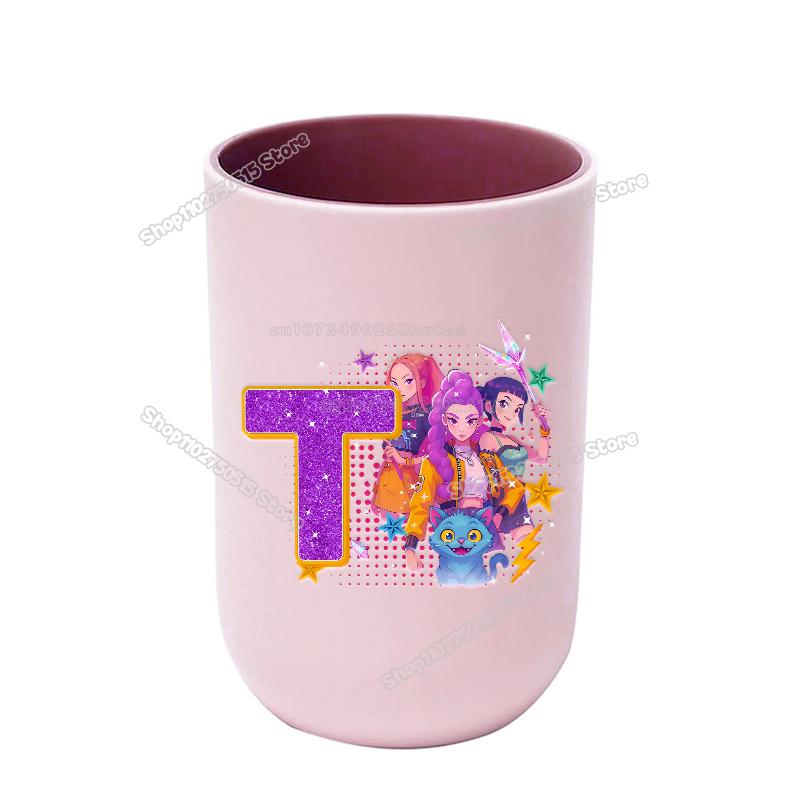 KPop Demon Hunters Letter A-Z Kids Toothbrush Cup Rumi Mira Zoey Girl Washing Mouth Mugs Water Cup Bathroom Toothbrush Holder