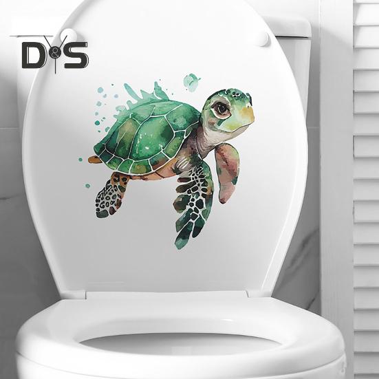 Наклейка на унитаз с изображением морской черепахи, съемная самоклеящаяся водостойкая ПВХ для гостиной, ванной комнаты, стены искусства, украшение для крышки унитаза с животными