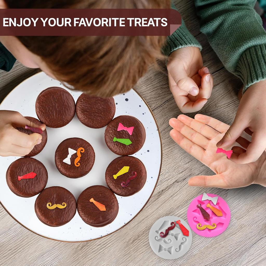 2 Pcs Bow Tie Chocolate Mold - Bow Tie Silicone Mold for Chocolate, Great for Cake & Cupcake Decoration, 2" Diameter Pop Molds for Birthday Candy