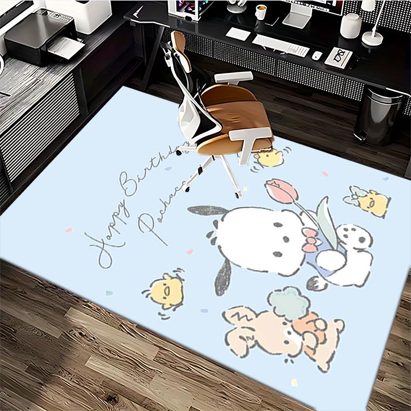Happy Birthday Pochacco! Anime Cartoon Design Chair Mat - Non-Slip Carpet for Office, Home Decor, Living Room, Bedroom, Game Room, and Dormitory - Sui