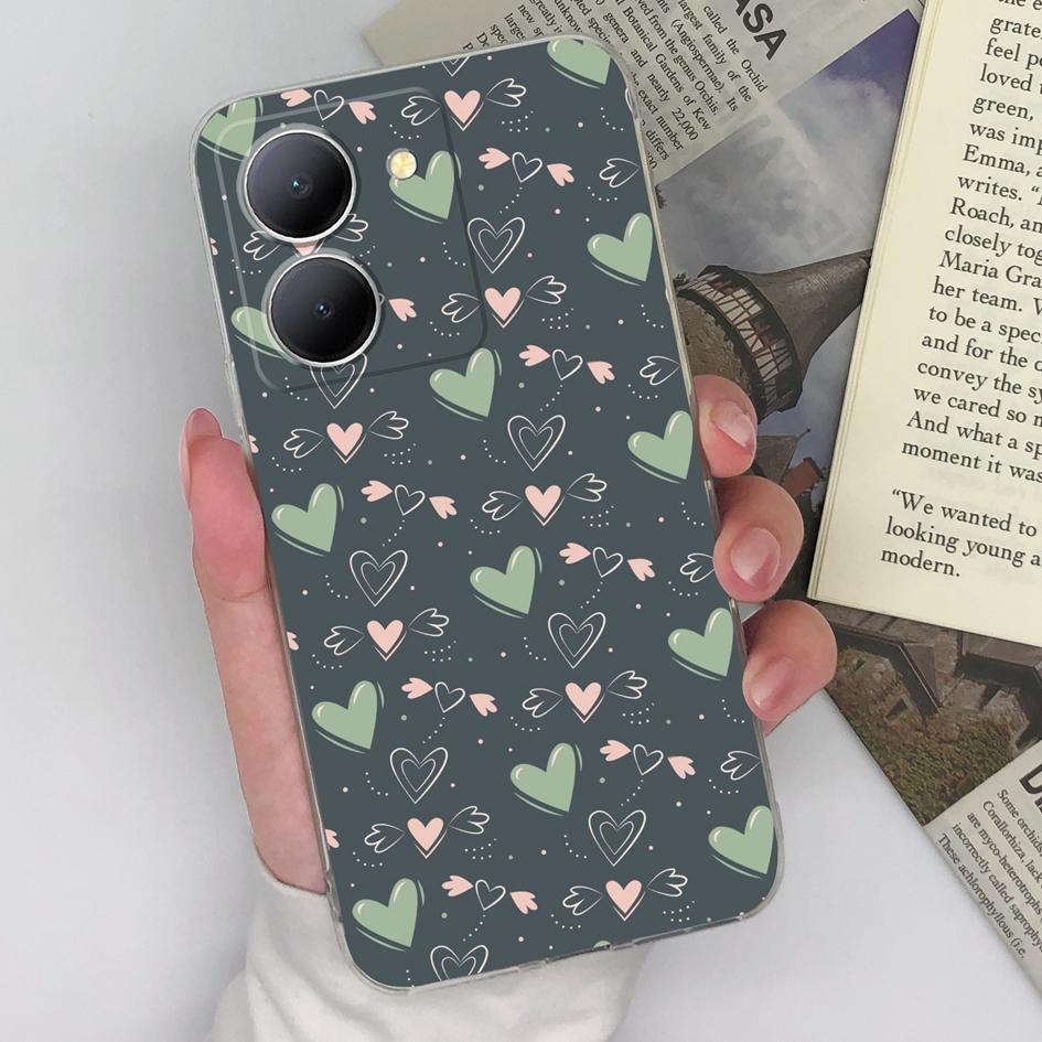 Чехол для Vivo Y02 Y10 Y11 Y12 Y20 Y21 Y30 Y33 Y35 Y36 Модный противоударный защитный прозрачный мягкий силиконовый чехол из ТПУ Love Heart для бампера Vivo