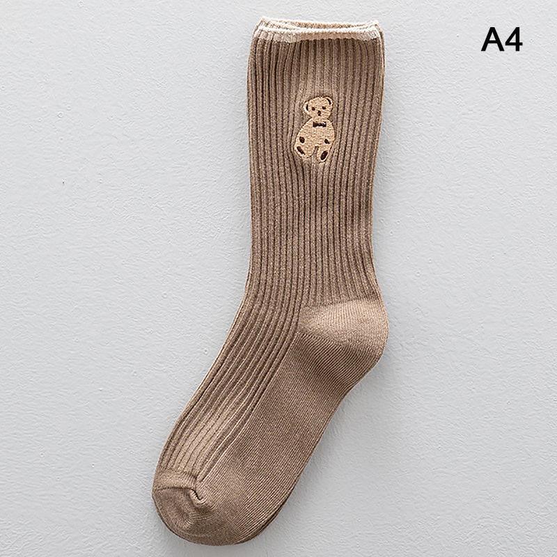 1 пара носков с мультяшным медведем, мягкие хлопковые носки, осенние кофейные чулки, женские носки Kawaii, корейские повседневные чулки для женщин