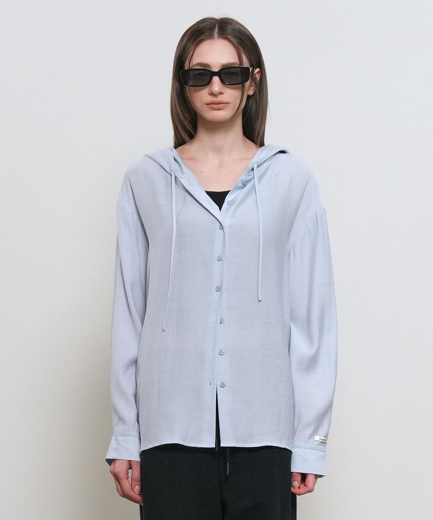 GENERALIDEA Summer Loose Fit Wrinkle Hooded Shirt [Sky Blue] / Gf1Lsh512