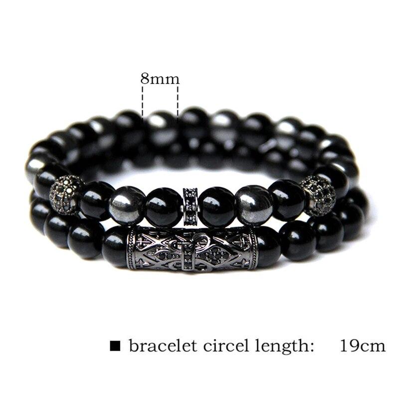 GolbalJew 2 шт. браслет из бисера для мужчин натуральный тигровый глаз гематит обсидиан браслеты из бисера Homme Energy Stretch браслет мужские ювелирные изделия