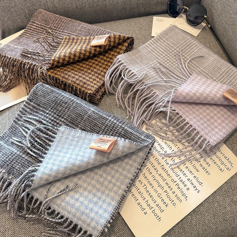 Pure Wool Classic Scarf Women's Winter Versatile Thickened Long Shawl Dual-purpose Male and Female Couples