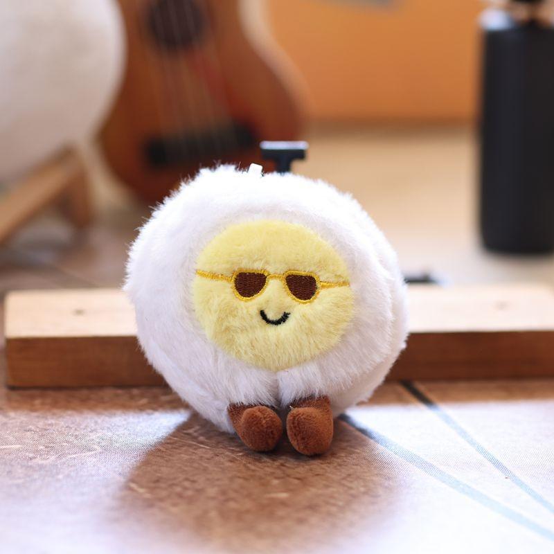 Water Boiled Egg Plushie Soft Keyring Toy With Smiling Face For Gift And Decoration