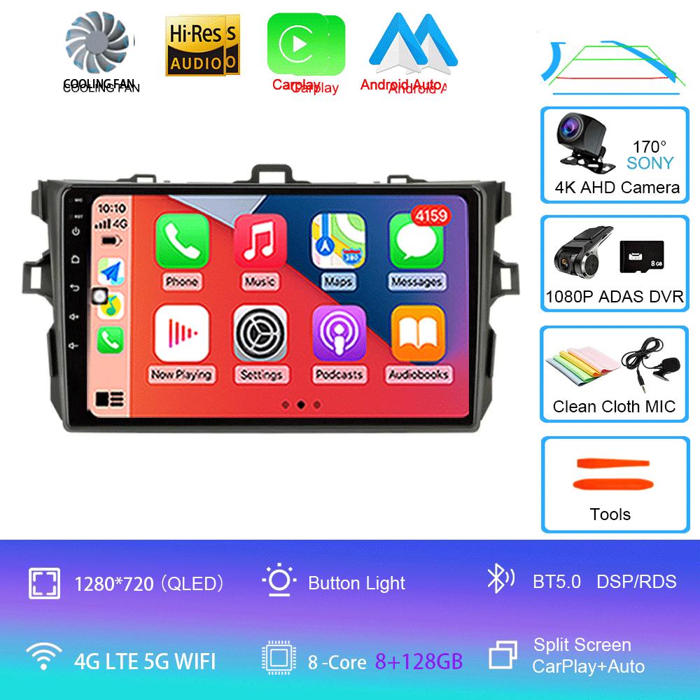 Android 14 Carplay 2din Car Radio For Toyota Corolla E140/150 2007 - 2013 4G GPS Multimedia video Player Stereo WIFI+4G