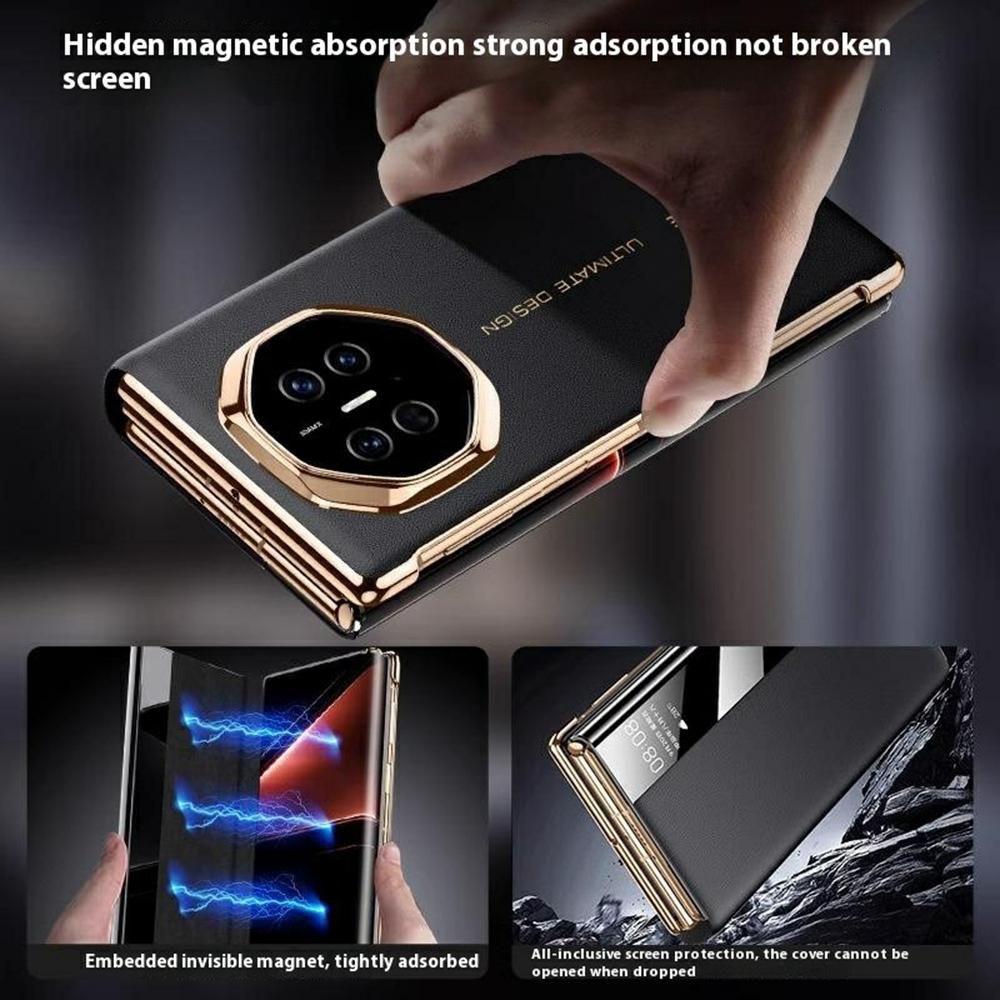 Для Huawei Mate XT Ultimate Case View Window Подлинная коровья кожа Смартфон Чехол