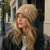 Warm Beanie Hat Windproof Knitted Pullover Cap Fashion Skullies Hat  for Women
