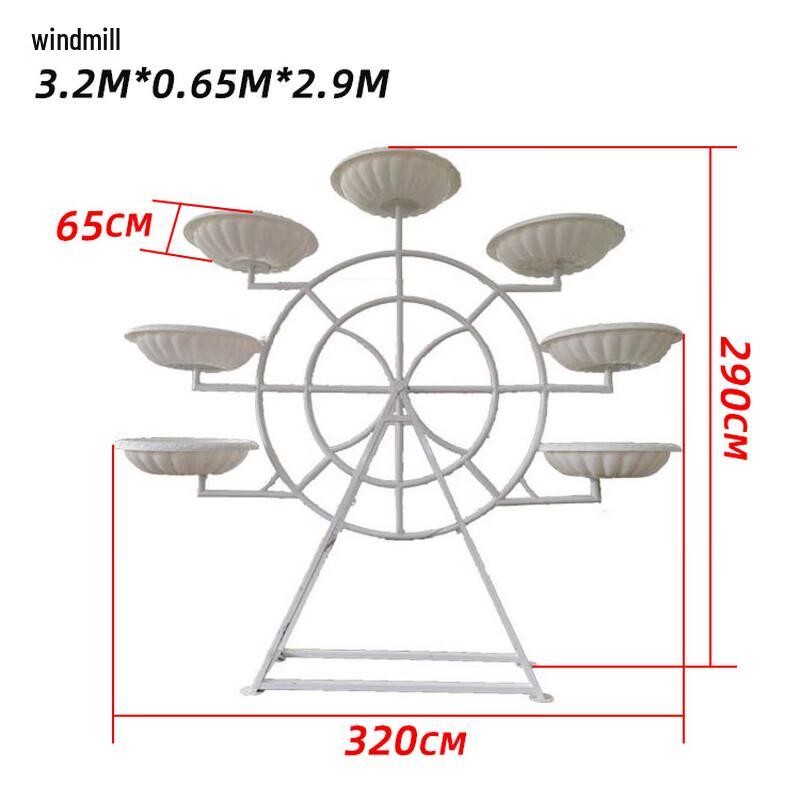 Большая уличная подставка для цветов в виде ветряной мельницы