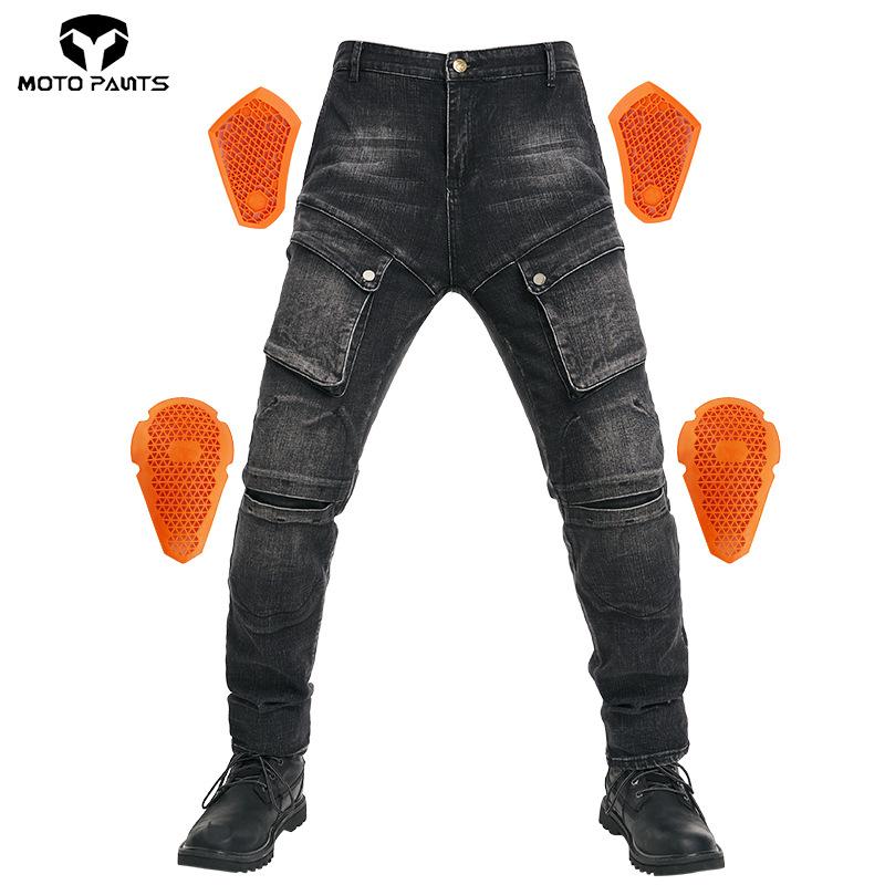 Cycling Pants For Men Motorcycle Anti Fall Rider Equipment Four Season Stretch Denim Military Green