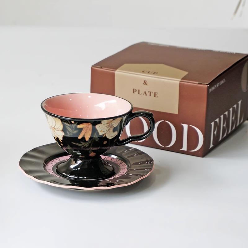 Простые кофейные чашки и блюдца 'Лилия' Десертные чашки и блюдца Декоративные чашки и блюдца Завтрачные чашки и блюдца Высокие чашки для латте-арта