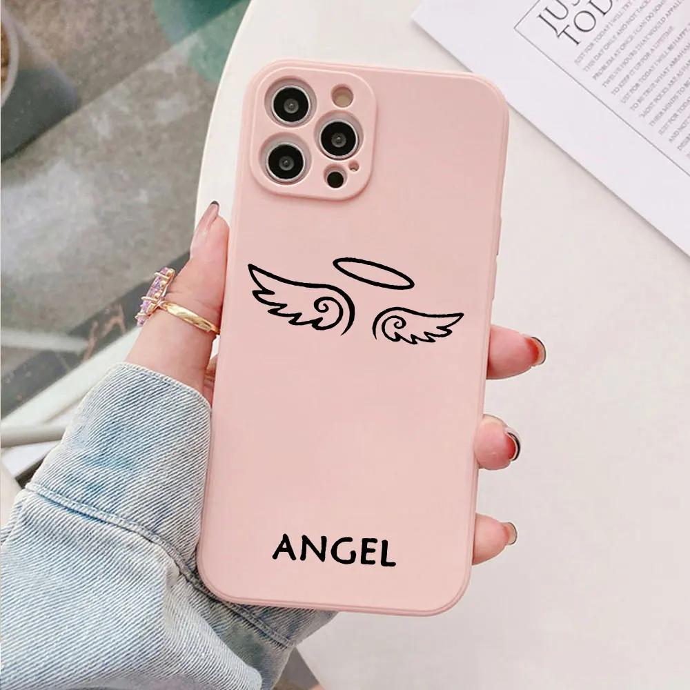 Мультяшный Чехол для Телефона Пара Демон Ангел для IPhone 15 14 13 12 11 Pro XS MAX 7 SE2 X XR 8 14 Plus Прозрачный Мягкий Силиконовый Чехол Fundas