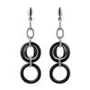 Earrings - Kenzie - 925 Sterling Silver Rhodium - Large Model - Black Ceramic - Push System