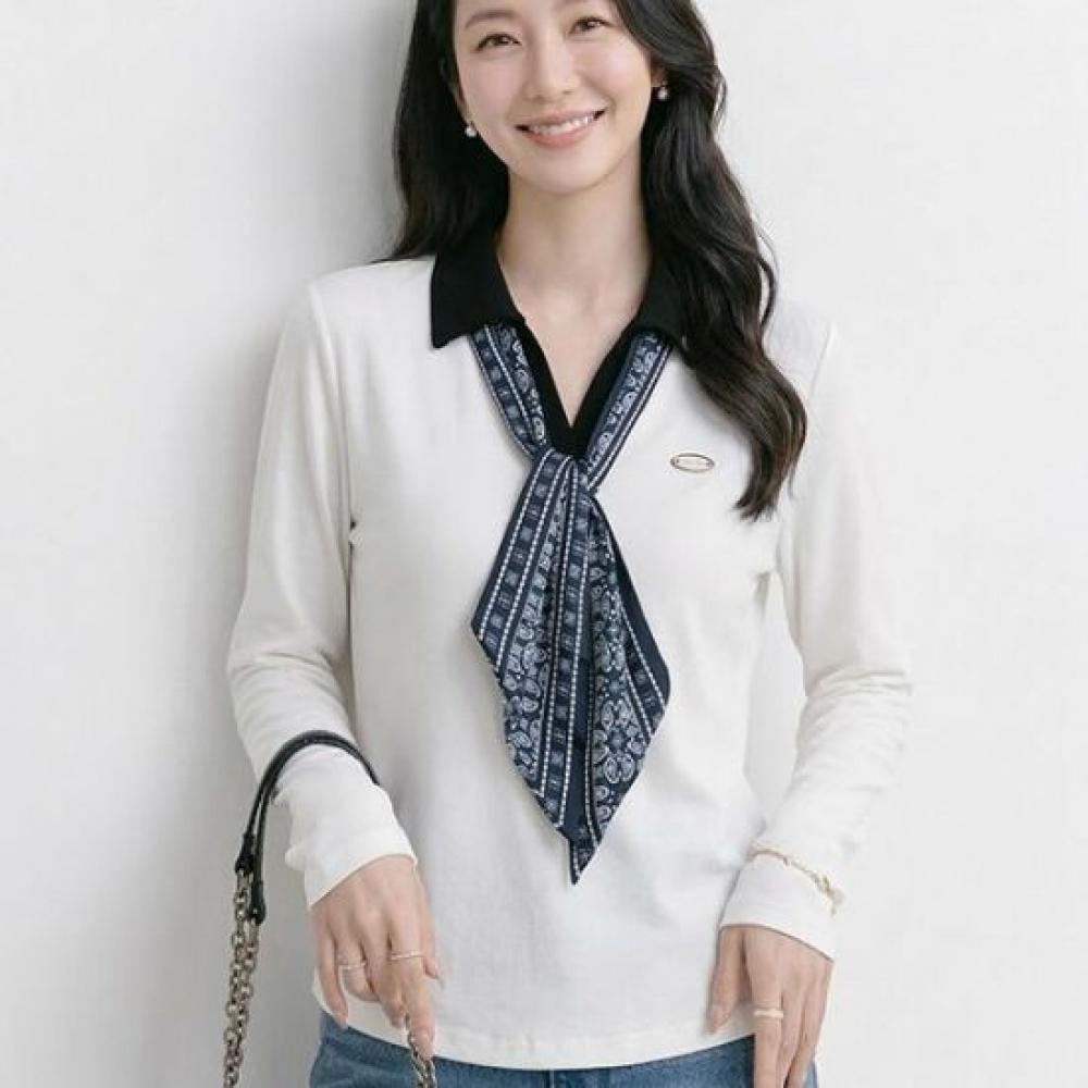 Navava Women Daily STylish Scarf Collar Neck Long Sleeve T shirT nT3276