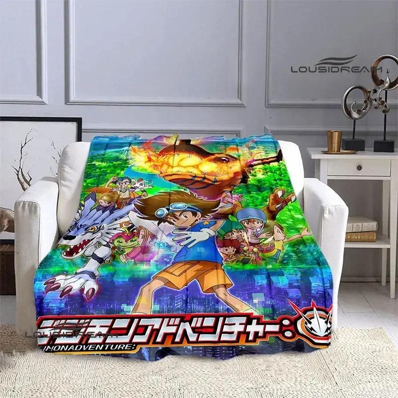 Одеяло с мультяшным принтом Digimon, теплое одеяло с фланцем, одеяло для пикника, домашнее дорожное одеяло, подкладка для кровати, подарок на день рождения