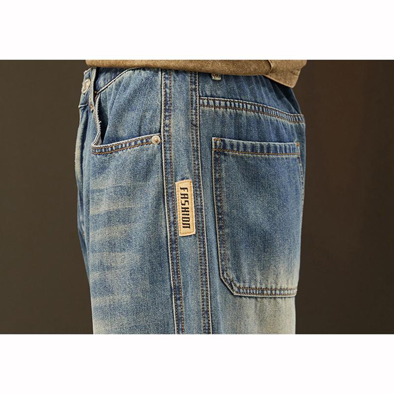 Winter Fleece Warm Jeans Men Loose Wide Leg Pants Elastic Waist Velvet Flocking Outdoors Trousers