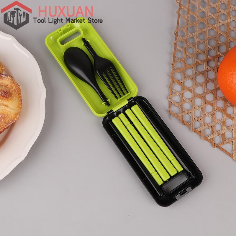 Набор столовых приборов 3 в 1 из портативного АБС-пластика Складная складная ложка вилка палочки для еды набор с коробкой Пикник Кемпинг Путешествия Набор посуды