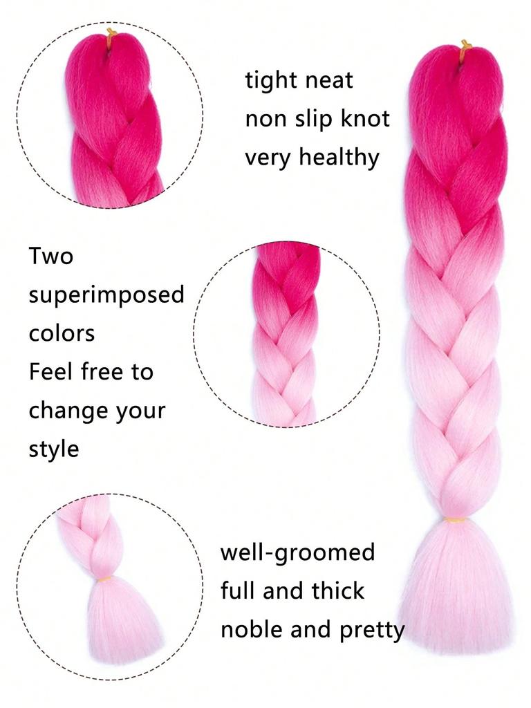 Synthetic Hairpieces 32 Inch Ombre Color Synthetic Hair Braids Pre Stretched Jumbo Braiding Hair Extensions for Daily DIY Use