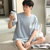 Letter Cotton Homewear for Men Summer Nightwear Shorts Short Sleeping Top Home Clothing Young Boy O Neck Pjs Loungewear Dropship
