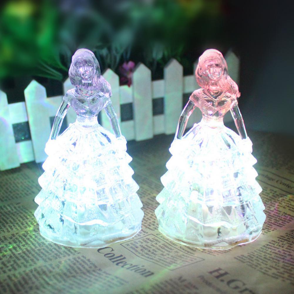 Светодиодная лампа Crystal Princess, меняющая цвет, рождественская ночная лампа, домашний декор стола