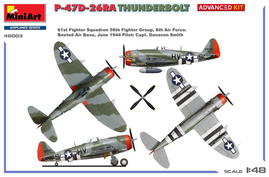 Miniart 1/48 P-47D-26RA Thunderbolt Продвинутый набор Пластиковая модель MA48003 (Самолет)