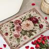 1 шт. Элегантный коврик для пола с принтом розы и зелени, с нескользящей входной накладкой, подходит для гостиной и спальни