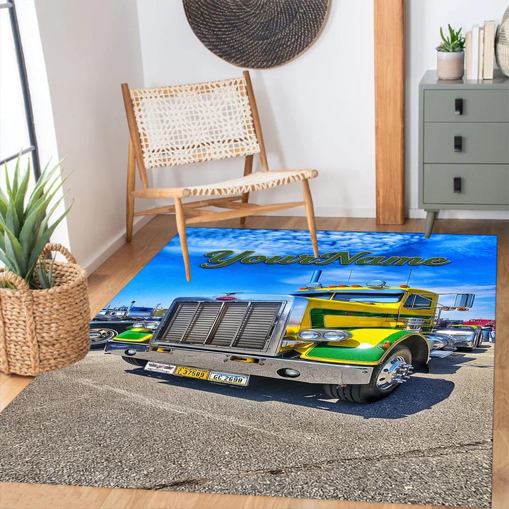 Peterbilt Heavy Trucks Customized Name Carpet Suitable for Dormitory Playrooms Entryway Dining Room Antislip Carpet Anime Office Decor Spiritual Gift