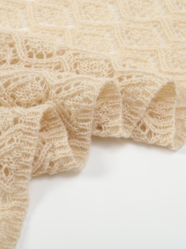 Вязаный Ажурный Ложный Воротник Шаль Шарф Модный Пуловер Легкий Однотонный Ажурный Вязаный Большой Шарф для Женщин Накидка