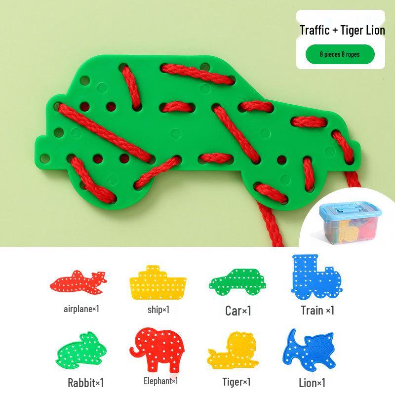 Детские бусины для шнуровки в виде животных, развивающая игрушка для мелкой моторики