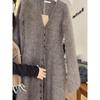 Coffee Mohair Cardigan Knitted Dress Women's Autumn and Winter Wear High-end Lazy Wind Soft Waxy Long Sweater Skirt