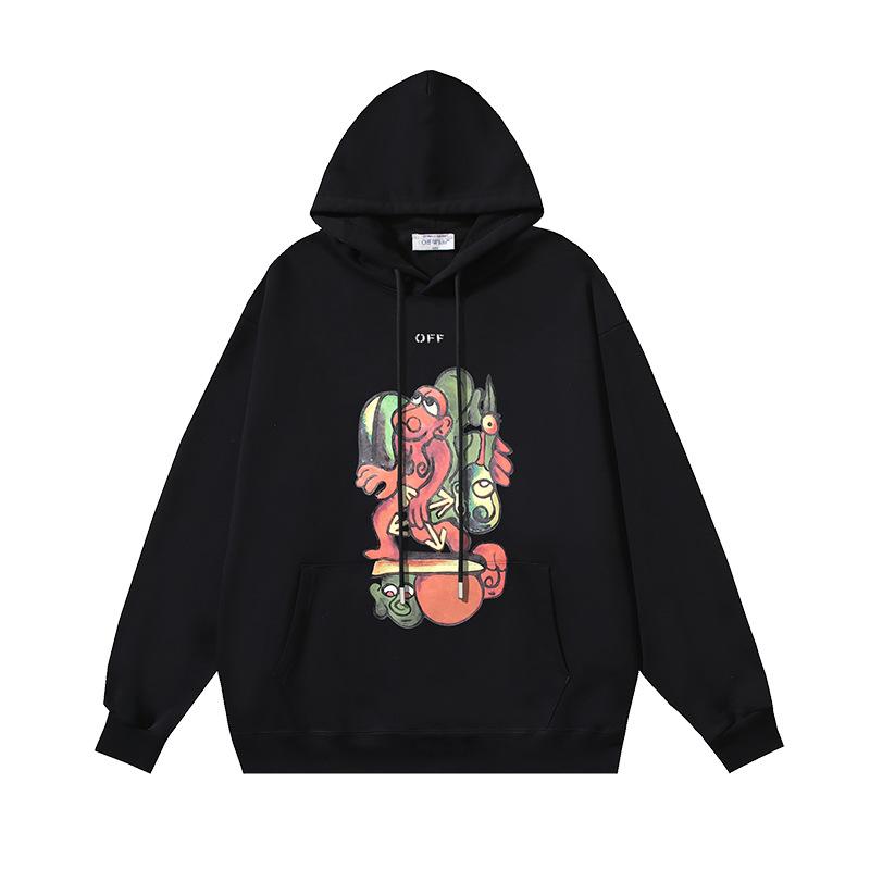 1216 Off-White 2025 Autumn and Winter New OW Monster Arrow Pattern Pullover Print Men's and Women's Hooded Sweatshirt