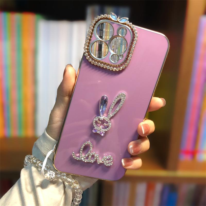 Luxury Rhinestone Rabbit Electroplated Anti-Fall Phone Case for Huawei Maimang A20 & Enjoy 70 Pro, All-Inclusive Design for Internet Celebrities.