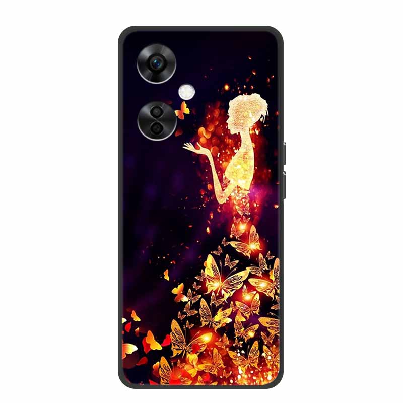 Чехлы для OnePlus Nord CE 3 Lite 5G Черный Силикон Мягкий Милый Кот Роза Чехол Для OnePlus Nord CE 3 5G Сердце Лев Роскошные TPU Чехлы