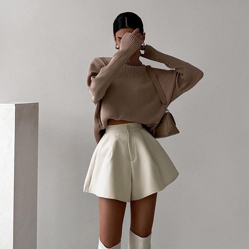 Женские шорты с высокой талией, повседневные свободные трапециевидные широкие шорты, однотонные модные карманные офисные женские брюки, уличная одежда, короткие женские брюки