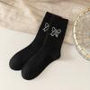 Bow-patterned Mid-calf Socks for Women Thin and Breathable for Spring and Summer Ballet-style Solid-colored Long Socks for Women In Summer