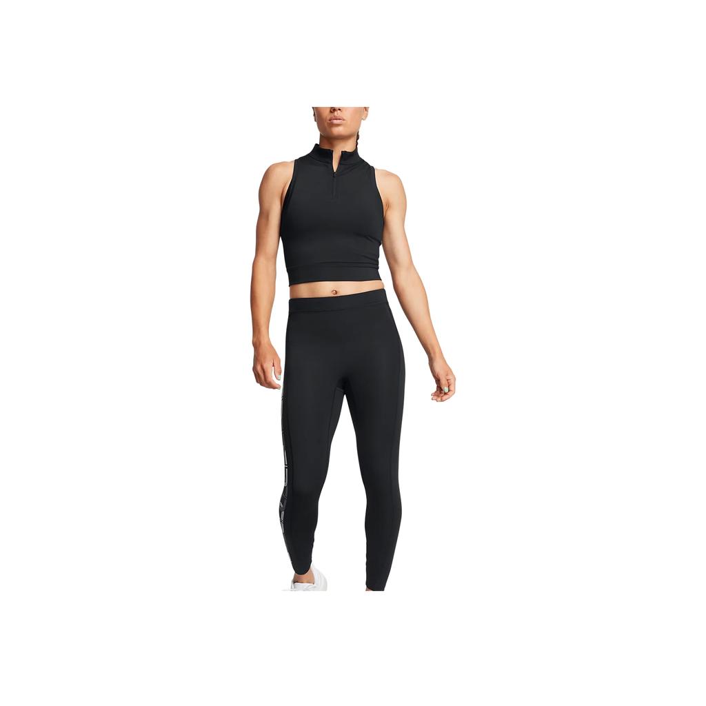 Under Armour Anywhere Run Solid Color Small Logo Half High Neck Pullover Short Sleeveless Vest Women Tops Black 1386344-001
