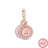 925 Sterling Silver Rose Gold Pendant Rose Mom Tilted Heart Dangle Charm Beads Fit Original  Bracelet Women Jewelry Gifts