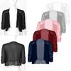 Women's 3/4 Sleeve Sheer Shrug Open Front Chiffon Cropped Bolero Cardigan Lightweight Knit