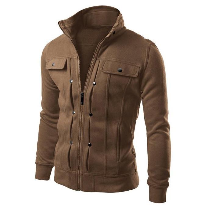 Стильная куртка-толстовка с воротником-стойкой и пуговицами