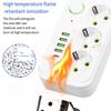 2m Extension Cord Surge-Protected Power Strip 3-Outlets Extended USB Socket  School