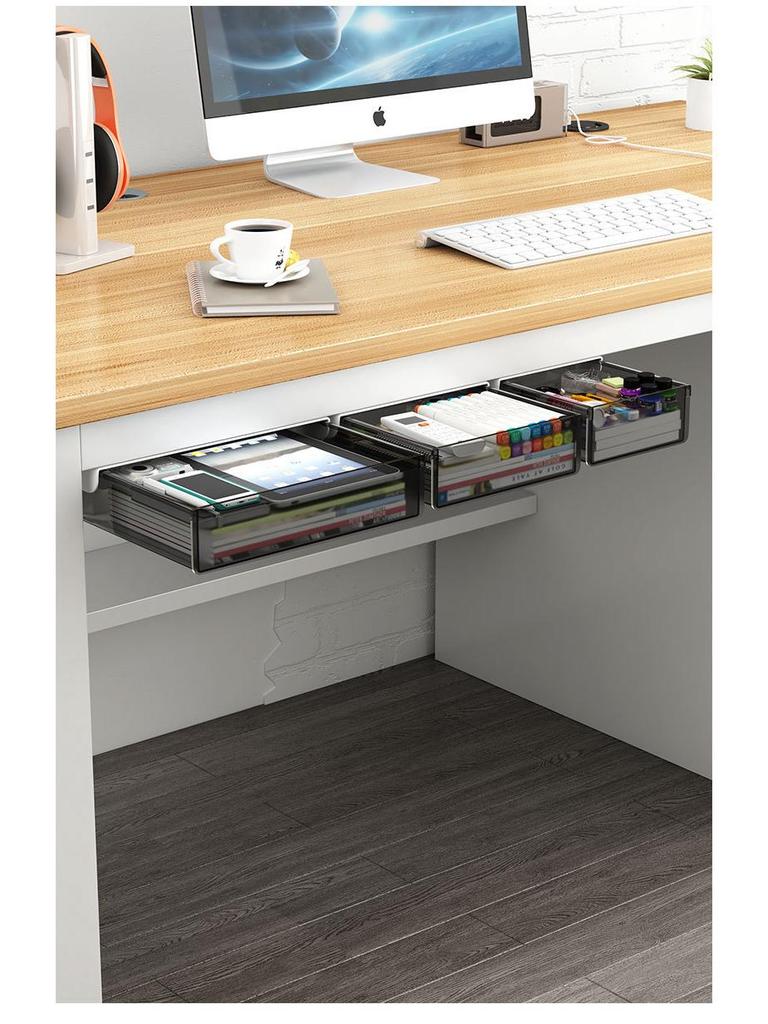 Невидимый органайзер под стол: Ящик без сверления для офисных канцелярских принадлежностей