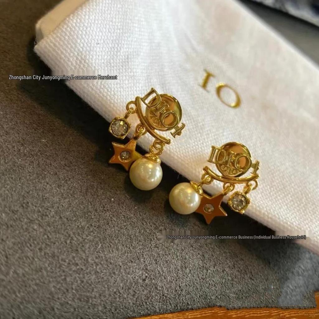 Серьги Di Jia со звездой и жемчугом, с кисточкой - Женские милые бриллиантовые пусеты