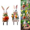 2pcs Easters Garden Stake Colorful Rabbit Sculpture Yard Decoration for Spring Celebration Weather Proof Ornament