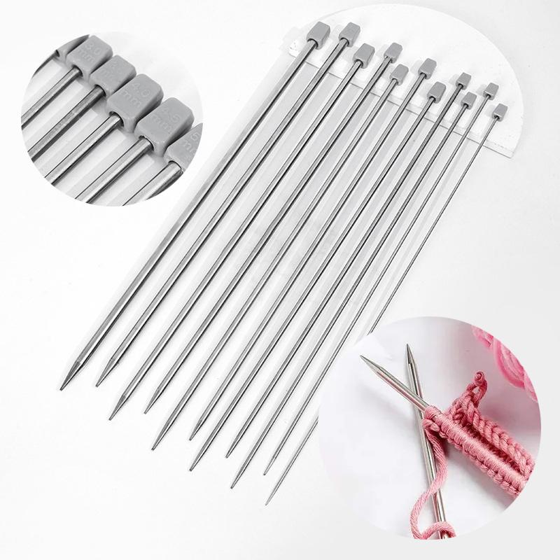 25cm/35cm Knitting Needles Stainless Steel Crochet Hook Tool Single Pointed Knitting Needles