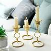 1Pc Golden Party Supplies Circular Holiday Gifts Metal Wedding Decorations Double Ring Home Decorations Candle Holder