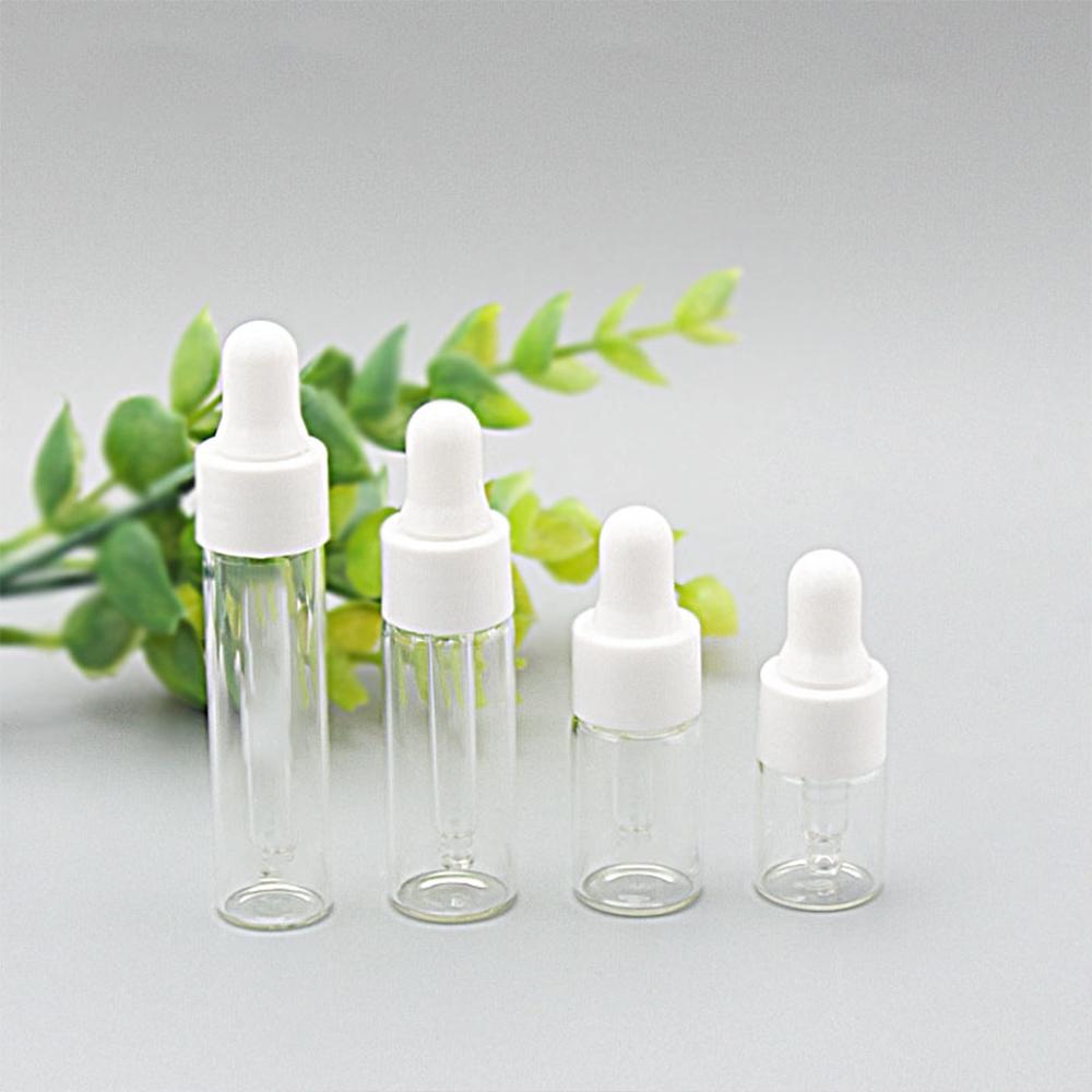 50pcs/100pcs 5ml 10ml 15ml 20ml clear Glass Dropper Bottle Jars Vials With Pipette Smooth