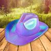 Women Party  Hat Bright Color Concave Top Wide Brim Glossy Surface Cosplay Dress-up Costume Dance Show Props Western Cowboy Hat Headwear